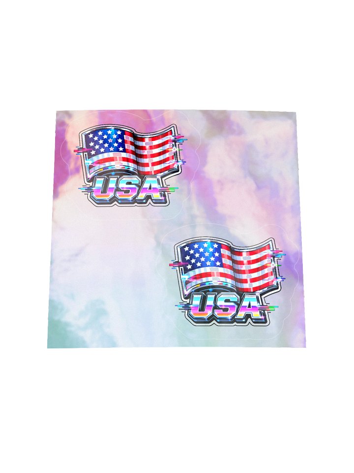 Holographic Glitch USA Flag Sticker 2-Pack product image (2)