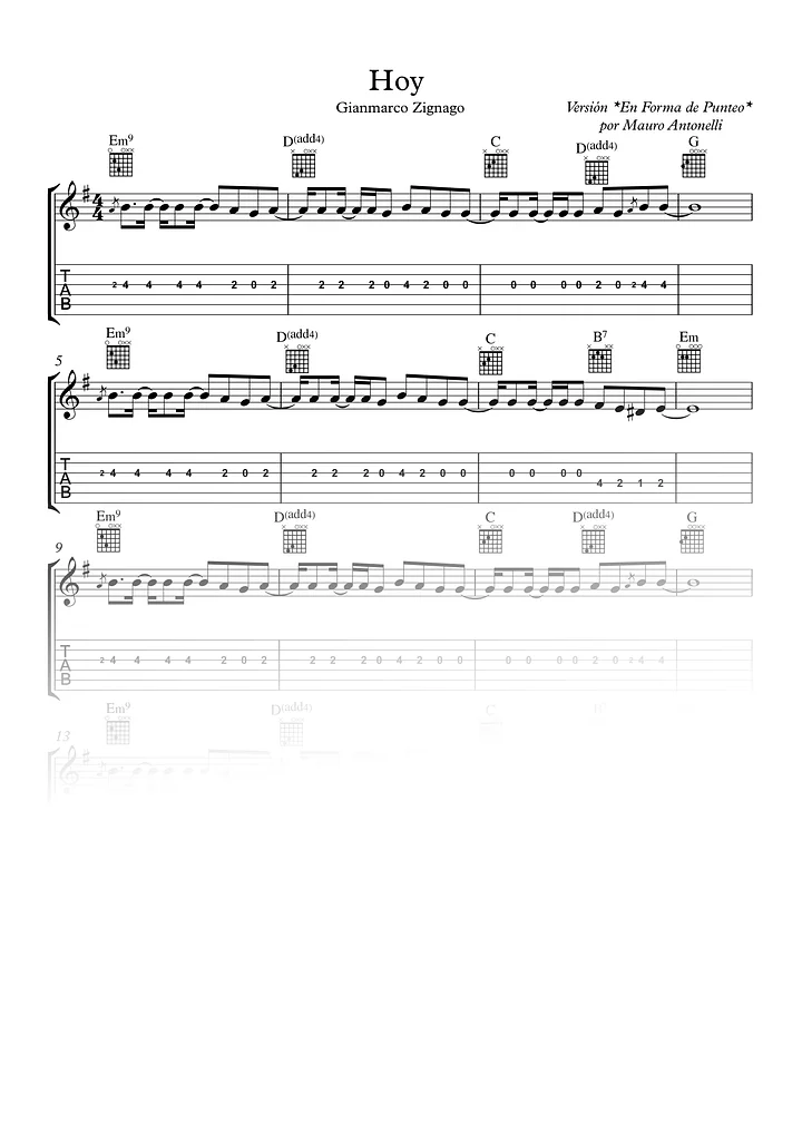 Hoy - Partitura + Tab + Acordes + Pista product image (1)