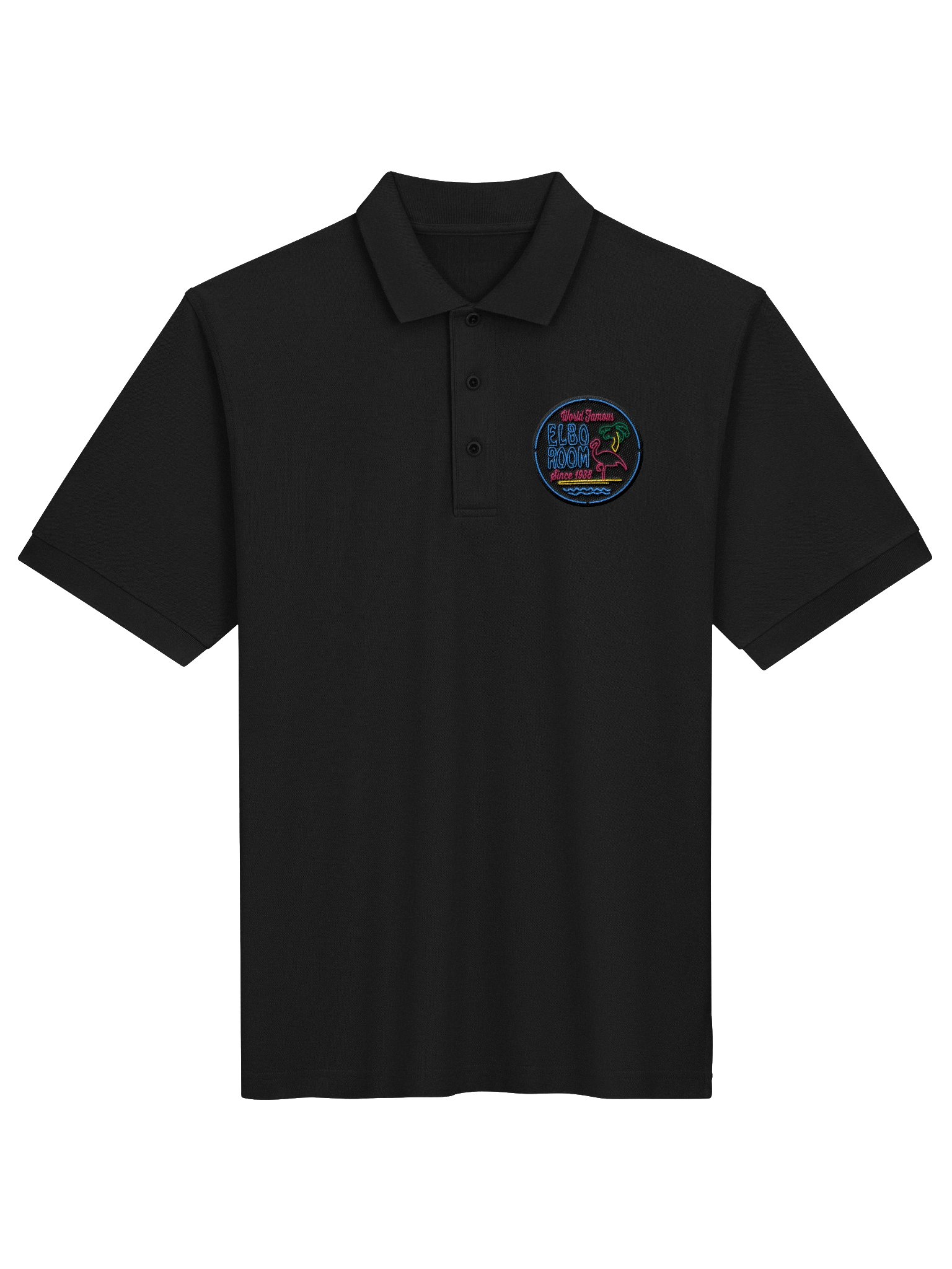 Elbo Room World Famous Neon Flamingo Polo Shirt | Core Black product image (6)