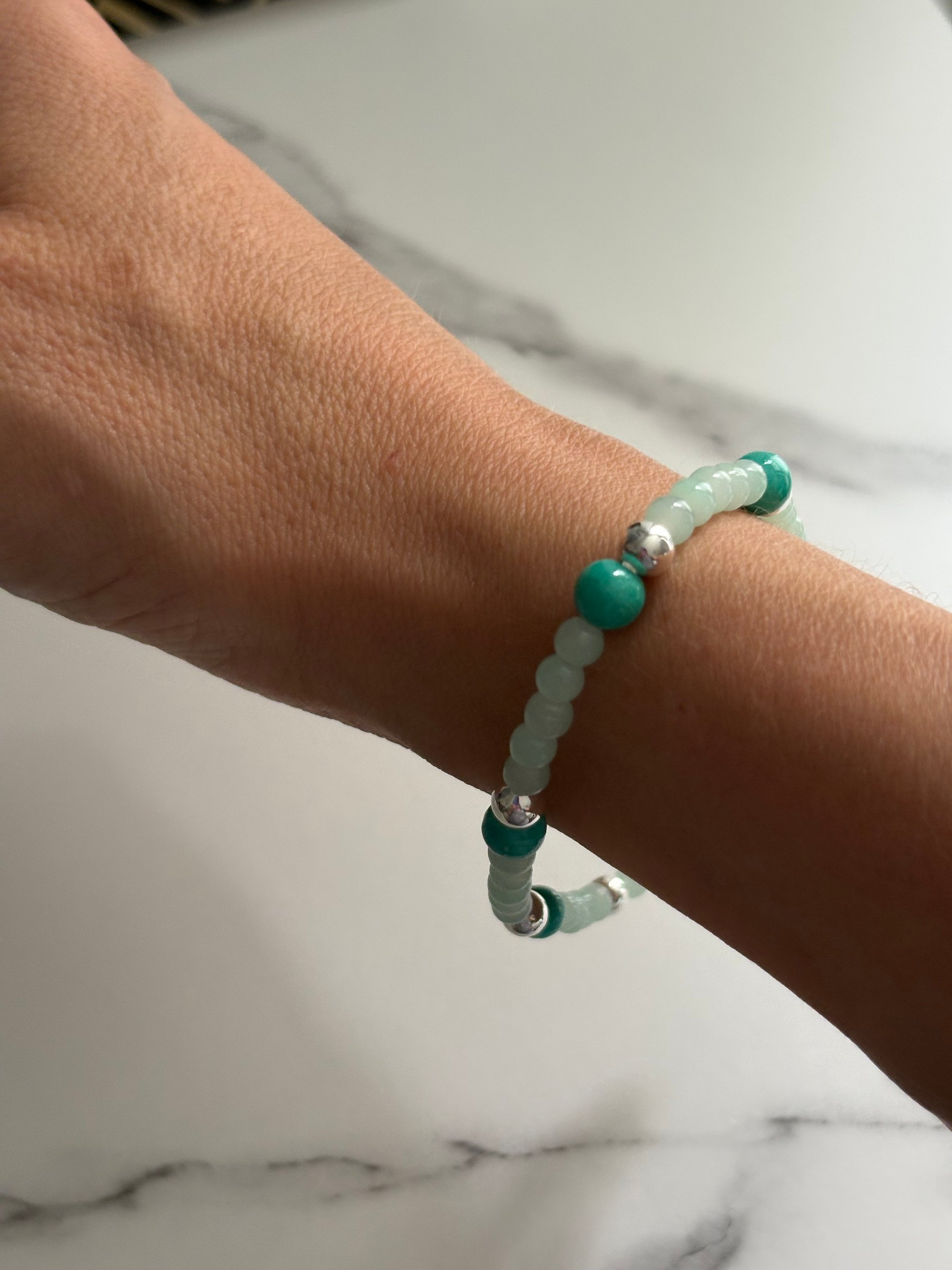 MFD-00169 | Handmade 8" Turquoise Bead Stretch Bracelet | Coastal Charm Jewelry by Monique Faella Designs™ product image (4)
