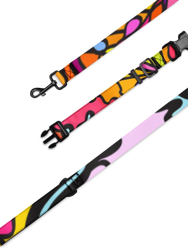 Vibrant Stripes Pet Collar & Leash Set - Wave at Sunset product image (4)
