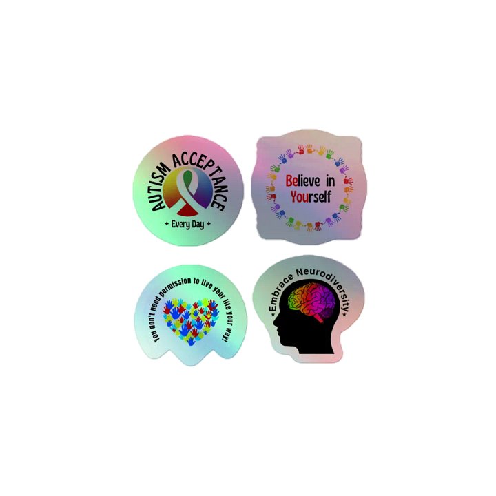 4 pack holographic Autism stickers product image (1)