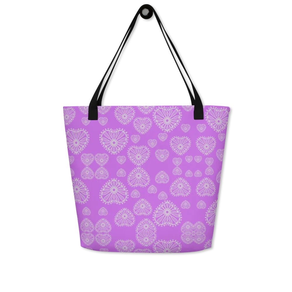 Lilac Love Heart Tote Bag product image (4)