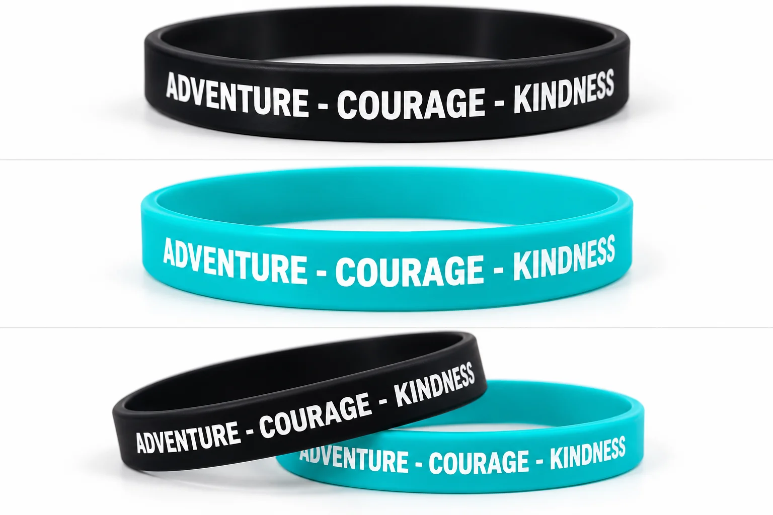 Adventure • Courage • Kindness Silicone Wristband product image (1)