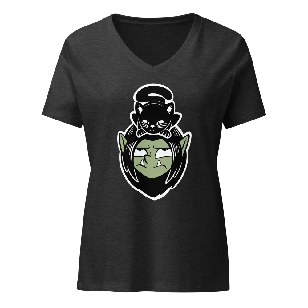 Drafli and Cat Women's V-neck T-shirt product image (1)