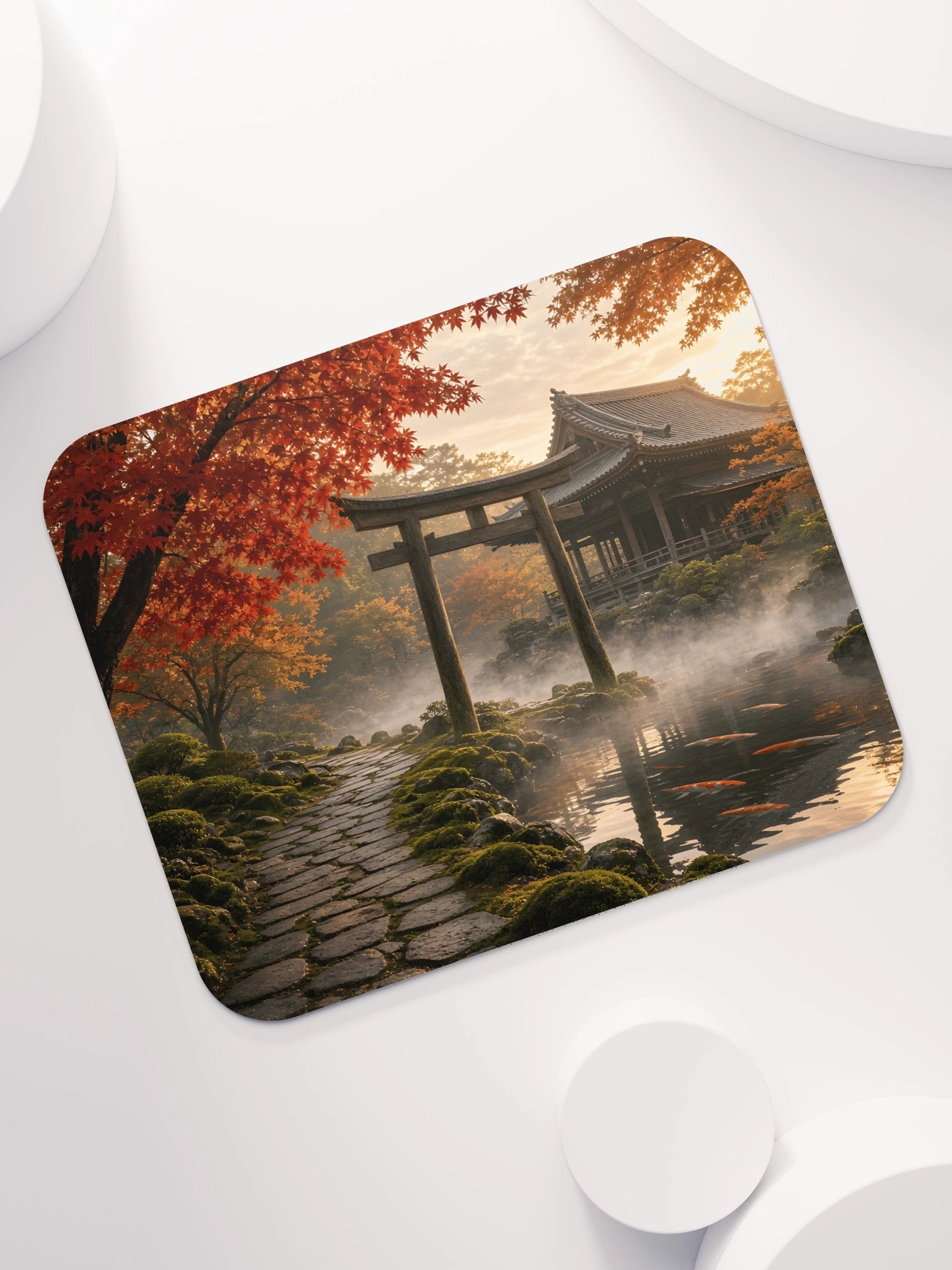 Japanese Torii Gate Autumn Garden Classic Mouse Pad | Aesthetic Asian Landscape Office & Gaming Mousepad product image (7)