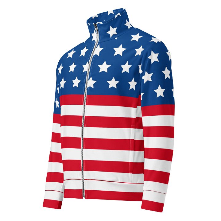 Patriotic All-Over Flag Print Track Jacket product image (1)