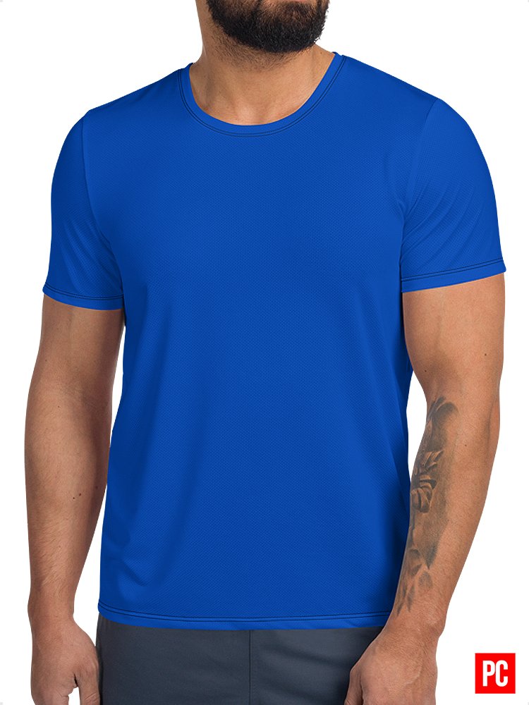 Plain Color Absolute Blue Athletic T-Shirt product image (1)