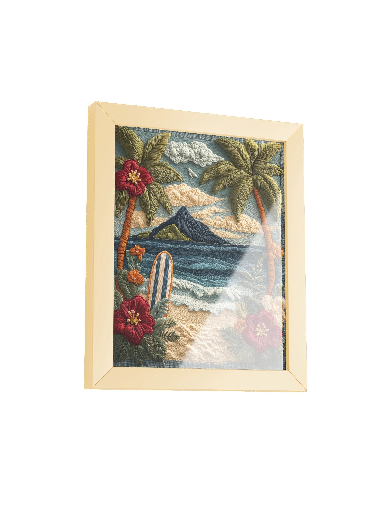 A Little Piece of Hawaii | Embroidery-Style Wall Art — Framed Print product image (2)