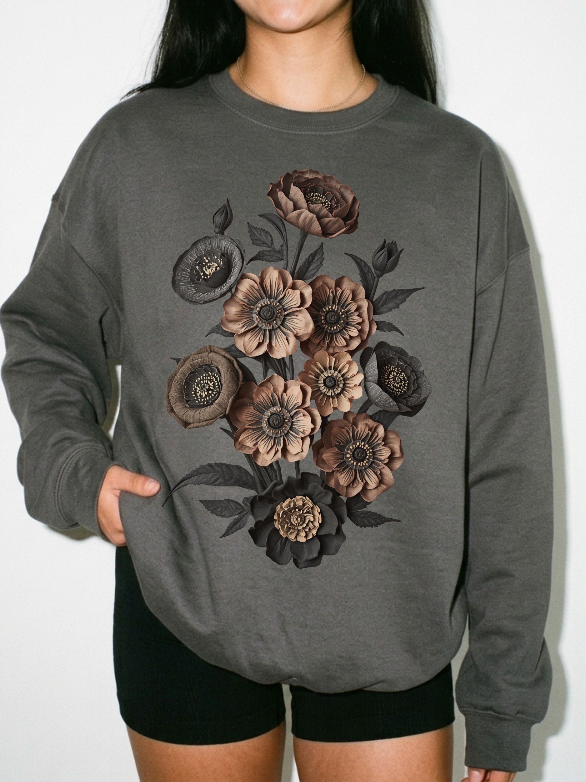 Moody Floral Crewneck Sweatshirt, Vintage Bouquet Crewneck product image (2)