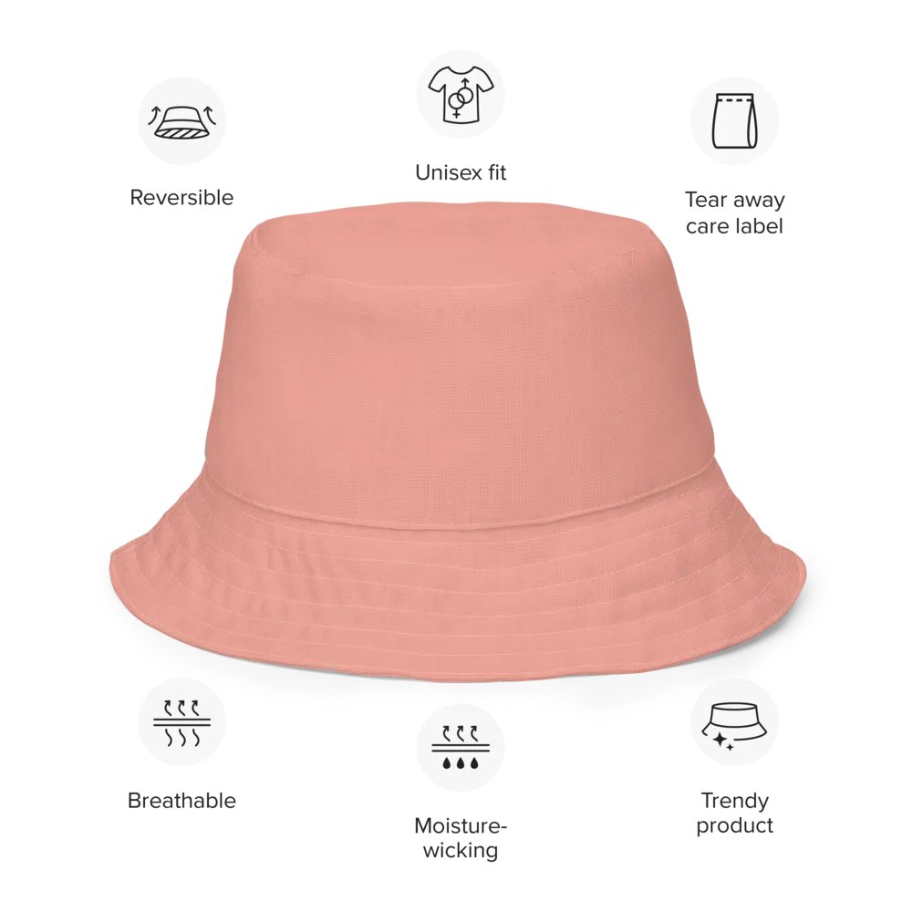 Retro Flowers Coral Reversible Bucket Hat product image (7)