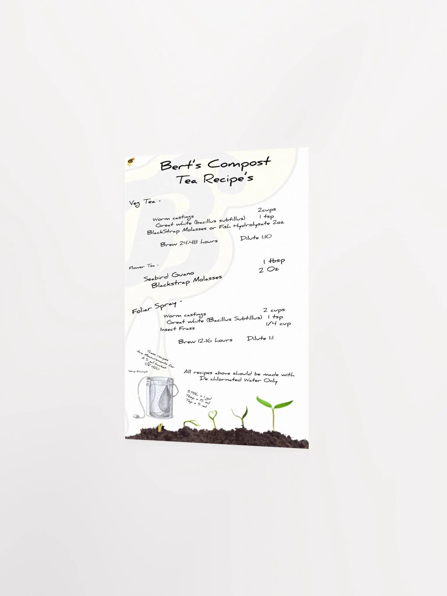 Bert's Compost Tea Recipes Card product image (2)