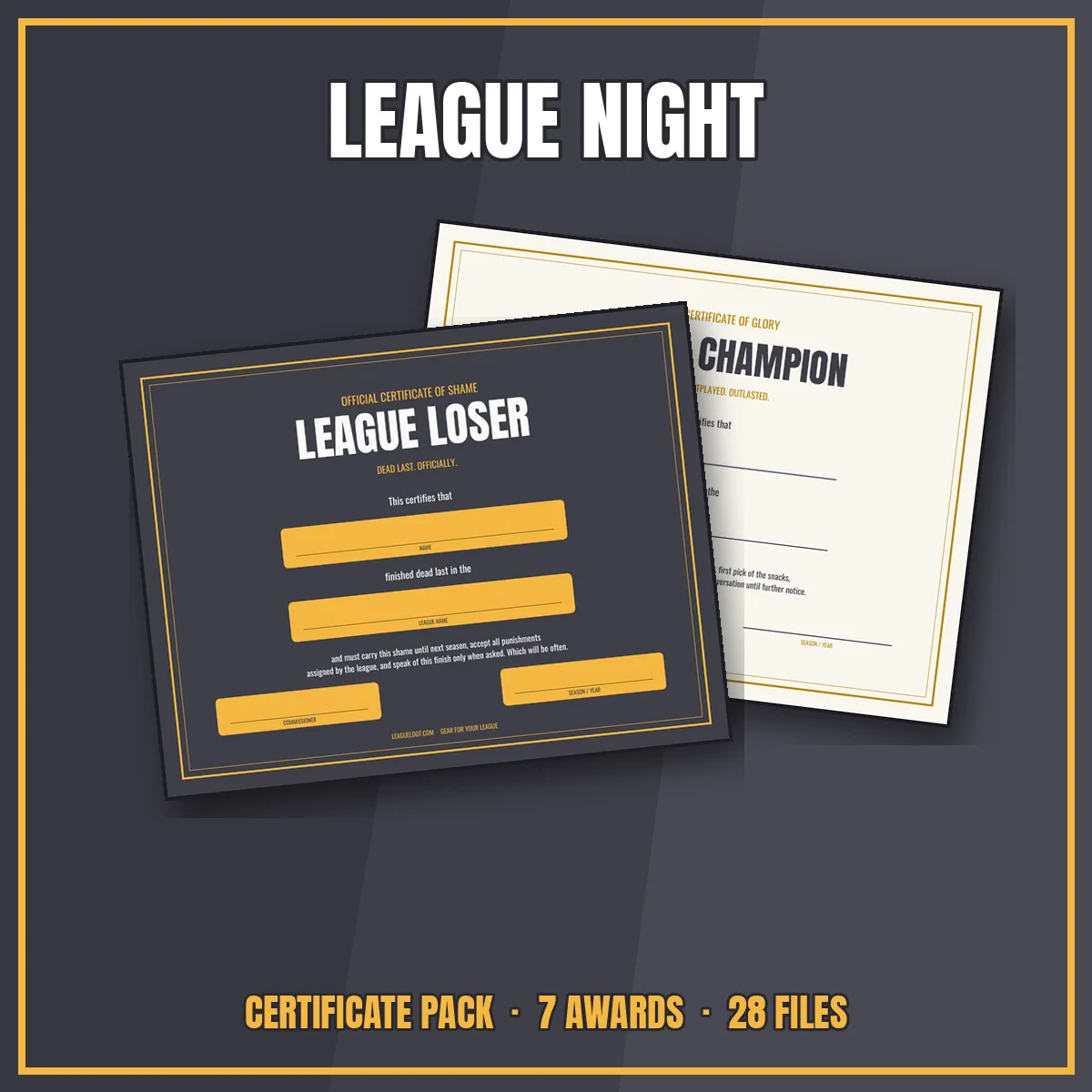 Fantasy Football Award Certificate Pack product image (1)