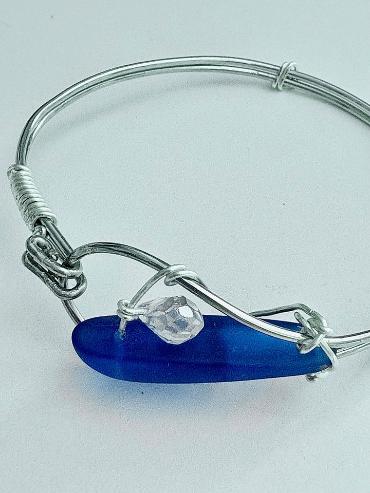 MFD-00075 | Ocean Whispers Wire-Wrapped Sea Glass Bracelet | Handmade 6.75" Coastal Charm by Monique Faella Designs™ product image (2)