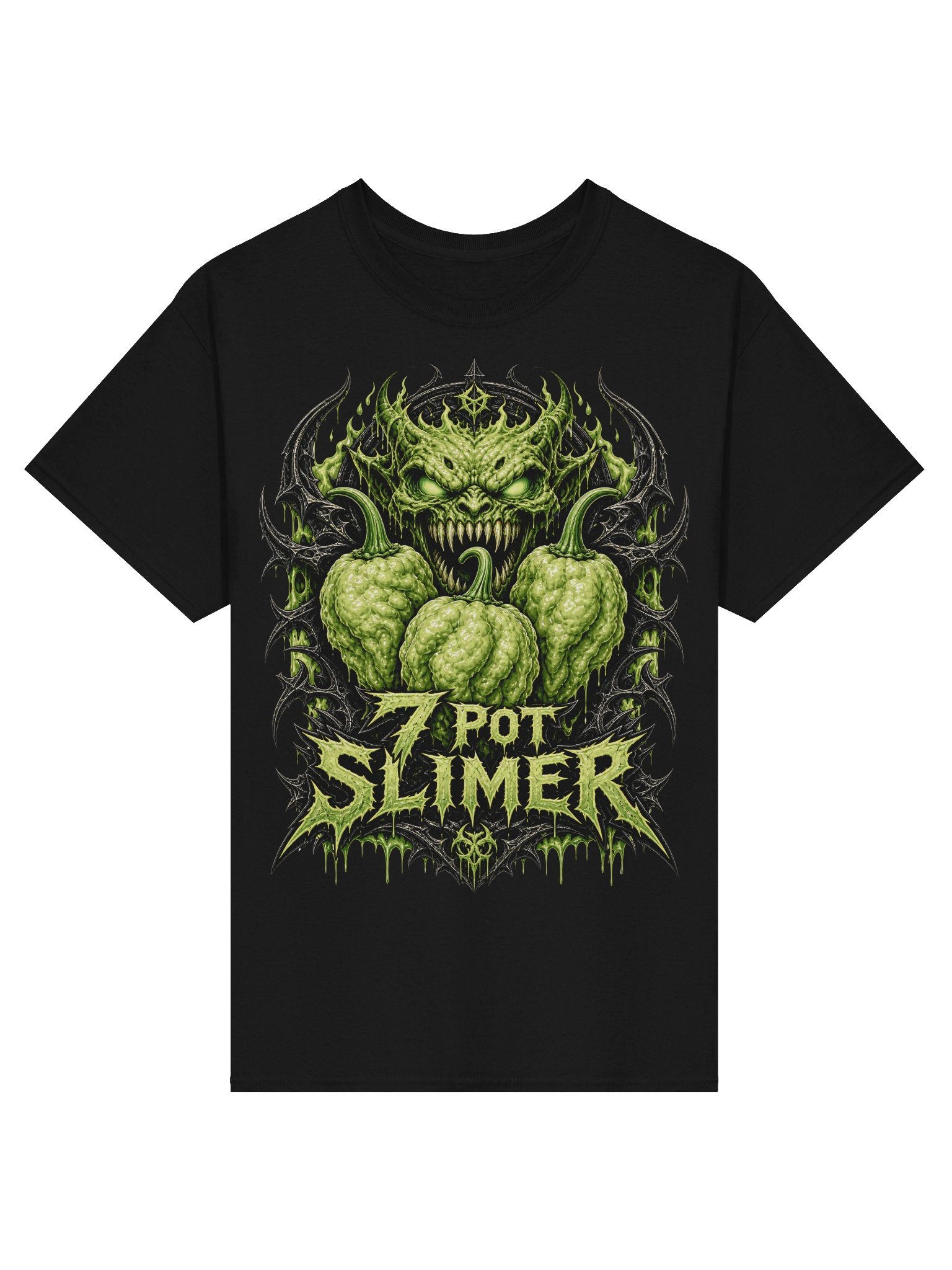 7 Pot Slimer Chilli T-Shirt | Green Superhot Monster Tee product image (7)