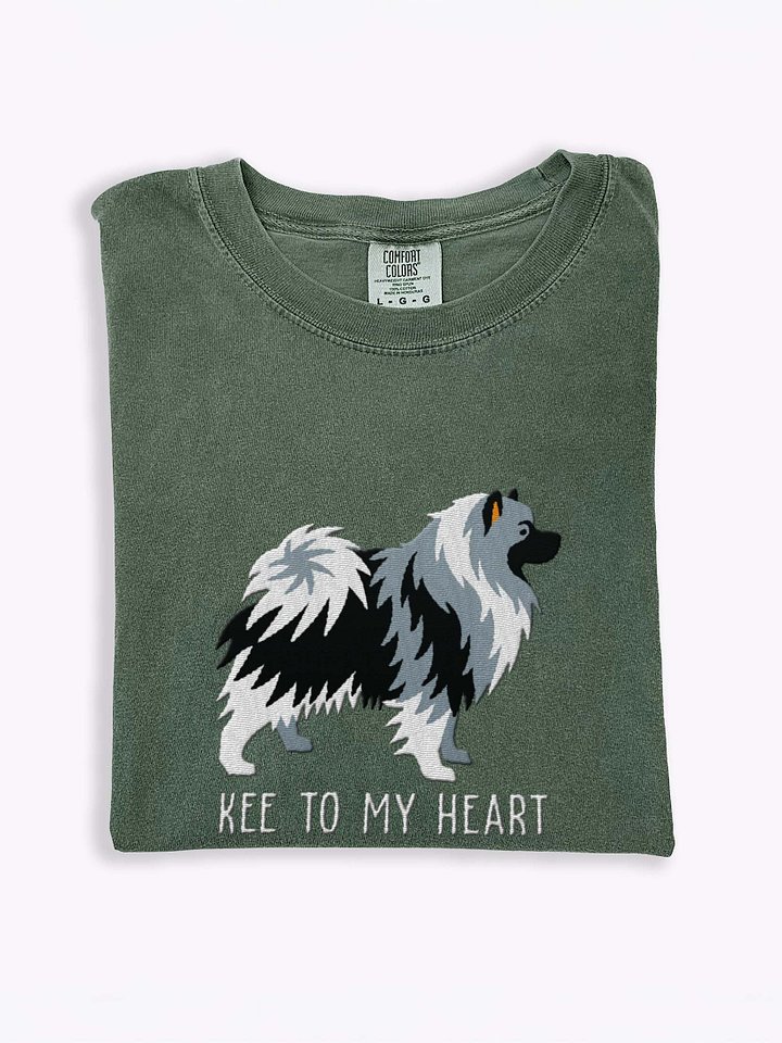 Kee to My Heart T-Shirt(Embroidered) of a Keeshond(Black & White) product image (1)