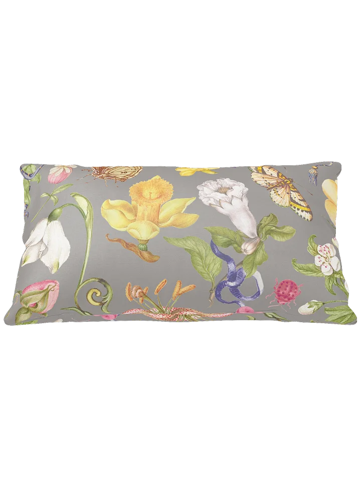 Vintage-Inspired Floral & Butterfly All-Over Print Pillow – Gray product image (3)
