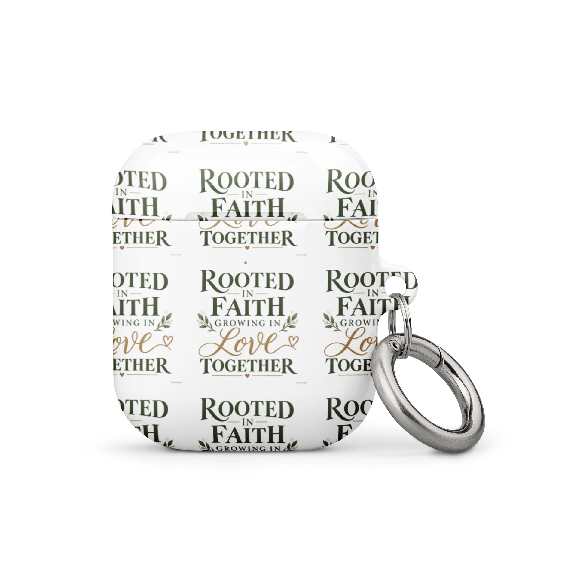 ROOTED IN FAITH Bold Repeated Text AirPods Case product image (1)