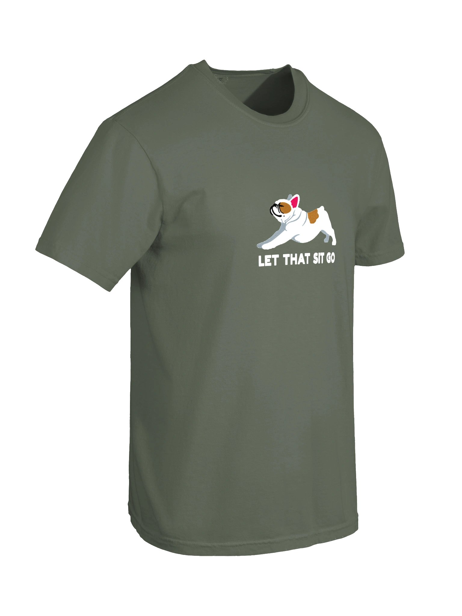 Let that Sit Go T-Shirt(Embroidered) of a French Bulldog(Pied Brown) product image (11)