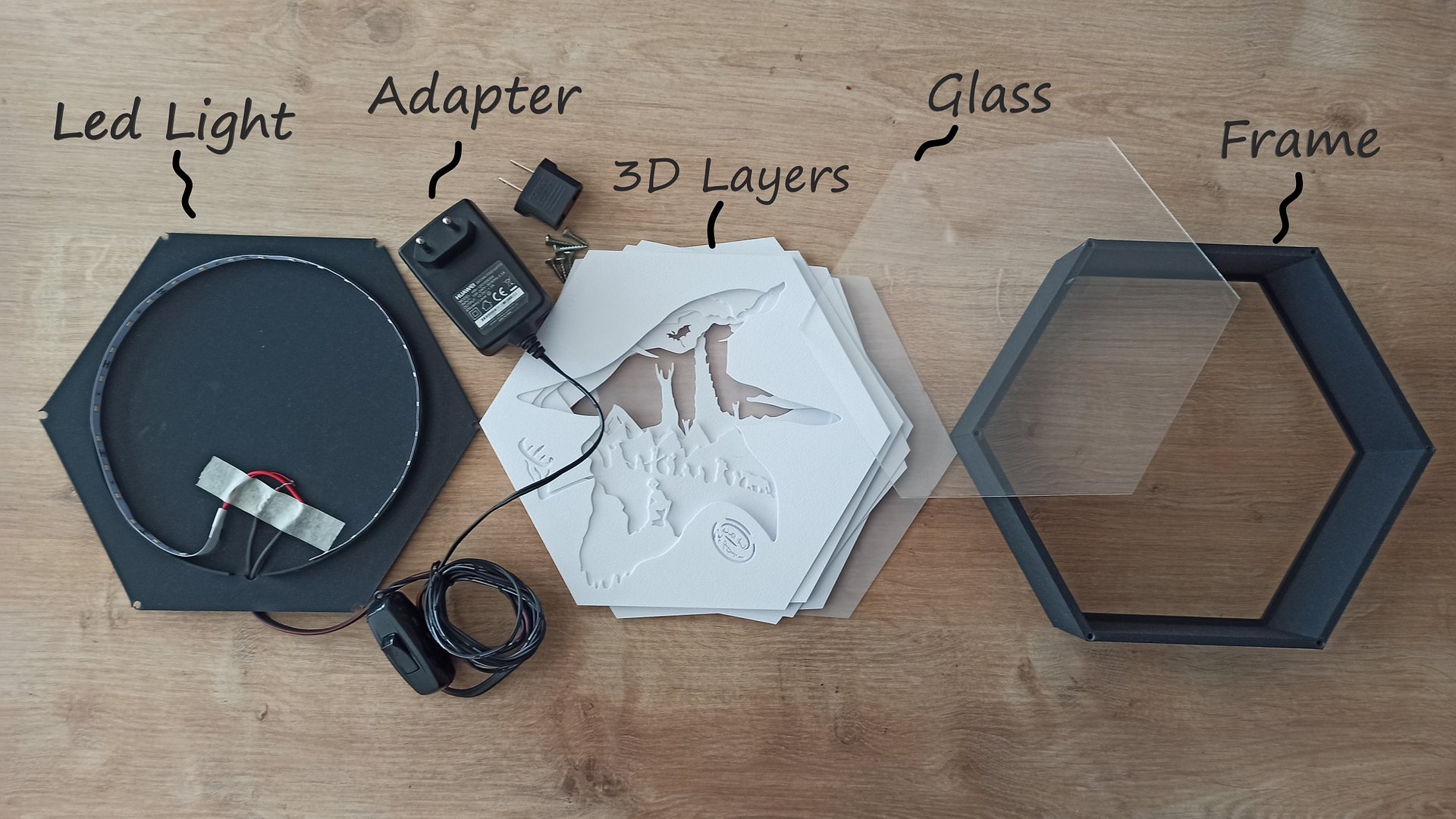 Matrix Rectangle-Hexagon Light Box Template -PDF PNG SVG DXF + Video Tutorial product image (9)