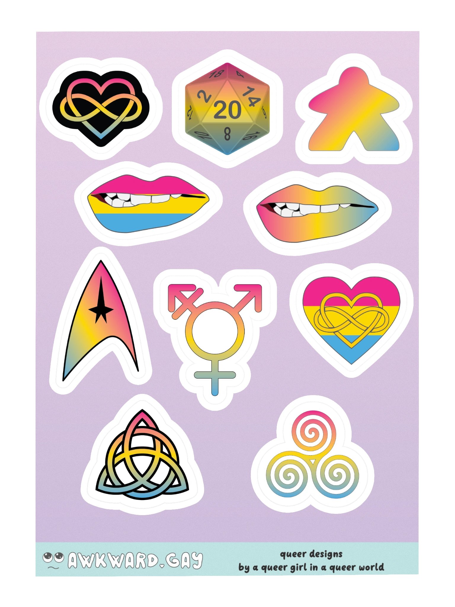 Pansexual Pride Mixed Designs Sticker Sheet product image (3)