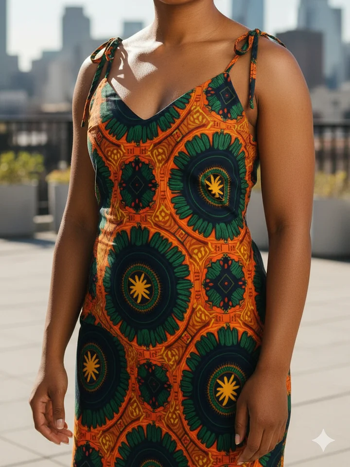 Retro Mandala Sunburst Slip Dress – Bold Vintage-Inspired Print product image (2)