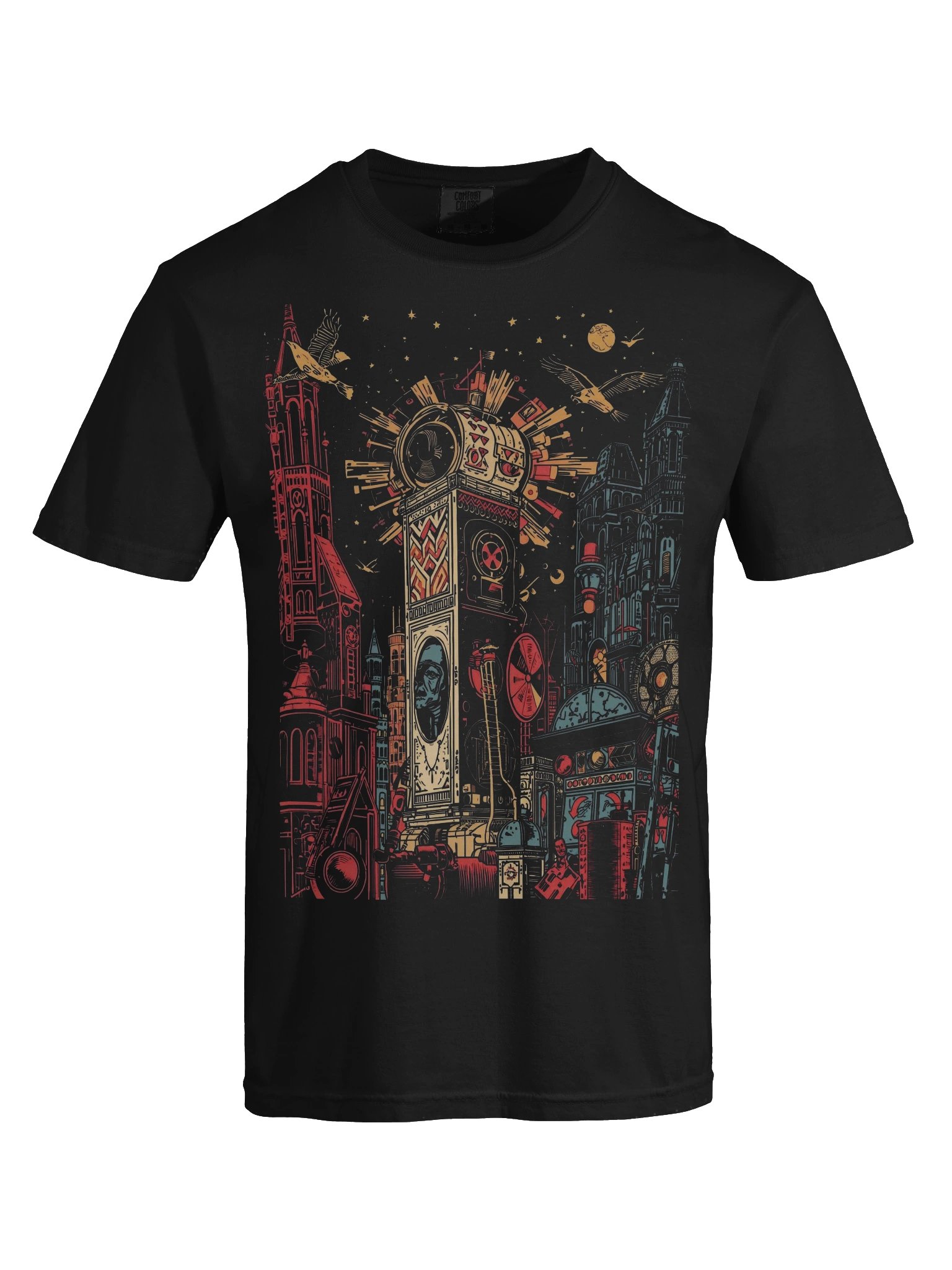 Retro Steampunk City Night Heavyweight T-Shirt product image (2)