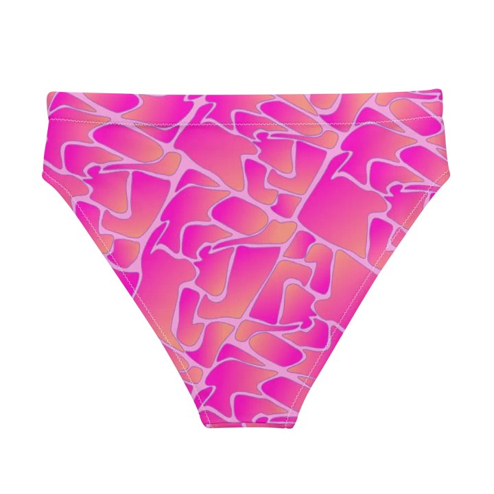 Crazy Paving Pink Pattern Padded High Waisted Bikini Bottom product image (2)