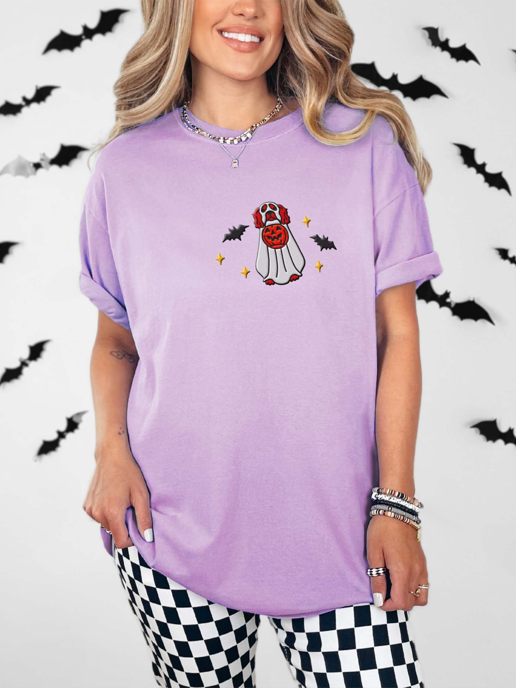 Halloween Working Cocker Spaniel(Red) Embroidered T-Shirt product image (2)