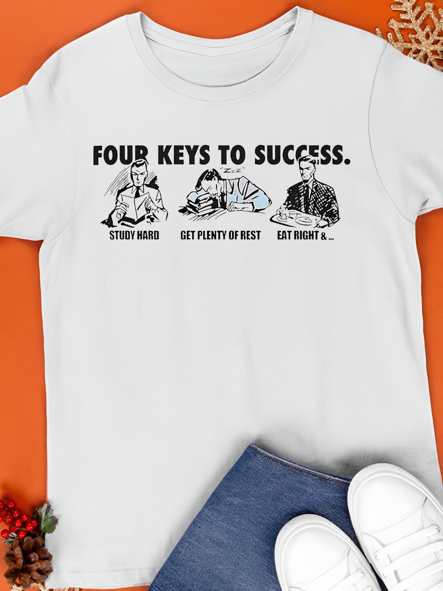 Four Keys To Success Study Hard Get Plenty Of Rest Eat Right Shirt product image (1)