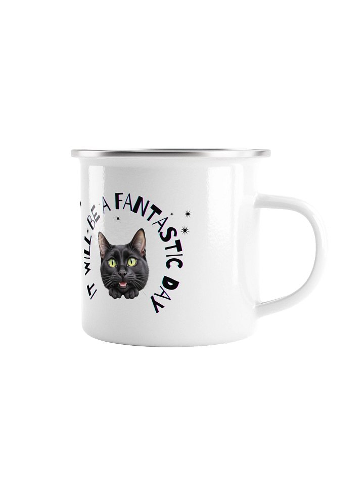 Smiling Sun & Cheerful Cat Enamel Mug product image (1)
