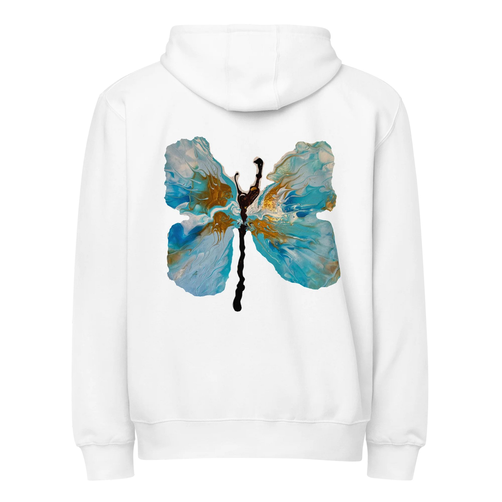 Urban Gold and Blue Butterfly Zip-up Hoodie product image (1)