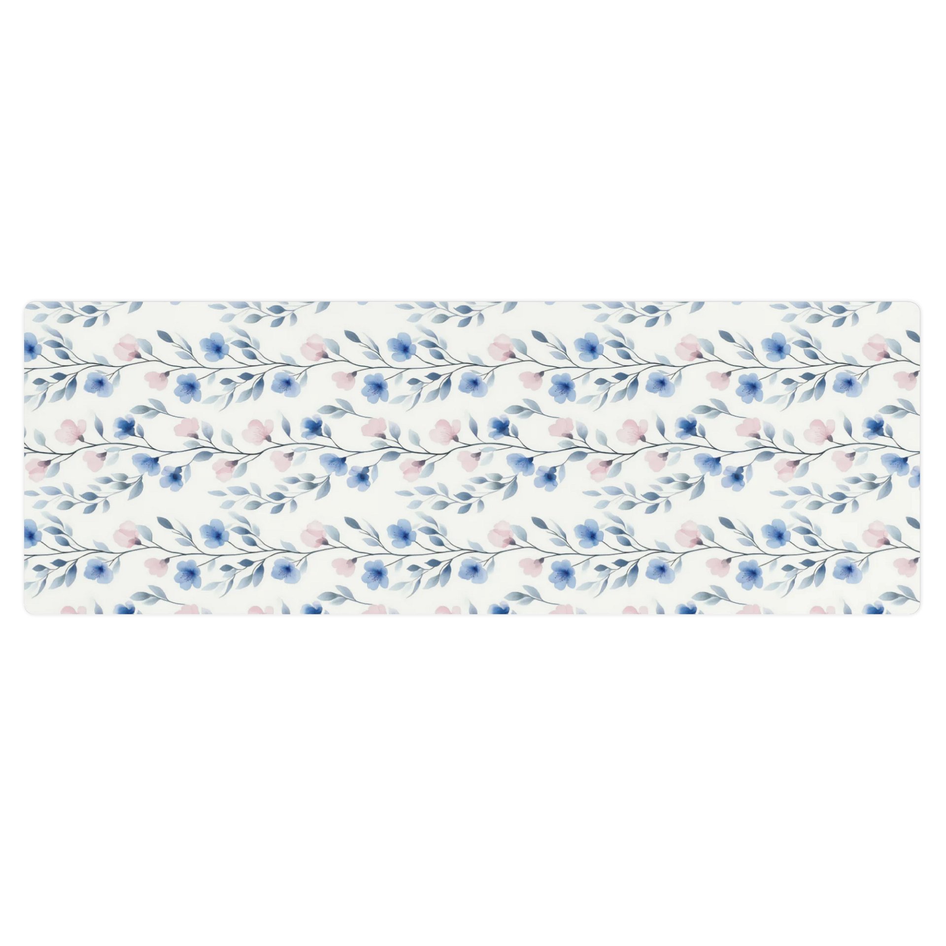 Blue and Pink Floral Watercolor Pattern Yoga Mat by Treasure Pie product image (1)
