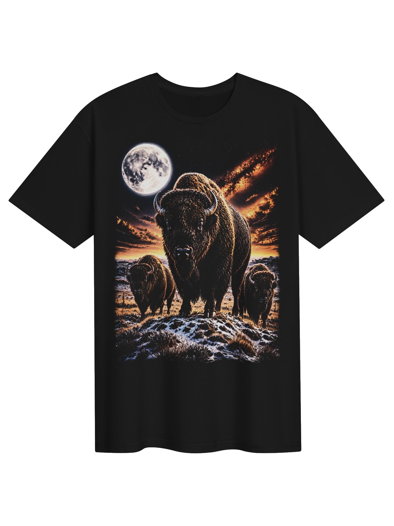 American Bison Howling Moon Tshirt | Legendary Wildlife Shirt product image (1)