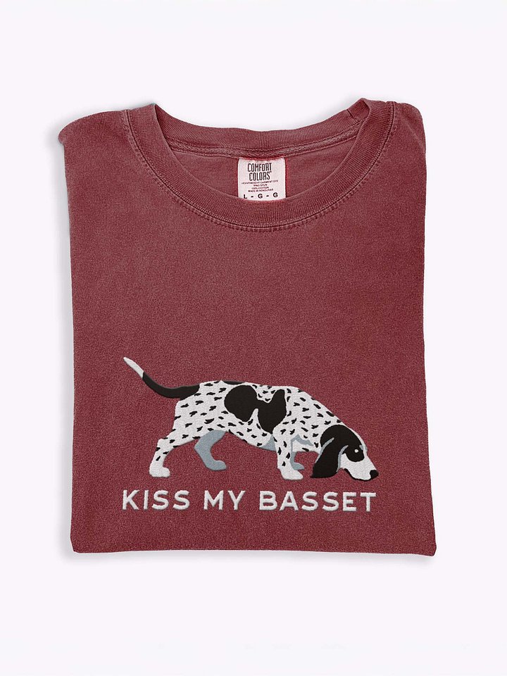 Kiss My Basset T-Shirt(Embroidered) of a Basset Bleu de Gascogne(Black & White) product image (1)