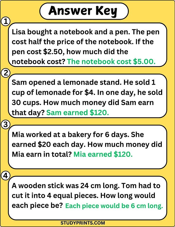3rd Grade Math Word Problems Worksheet product image (2)