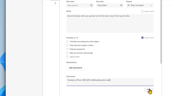 Update your tasks in Planner - Workout video product image (2)