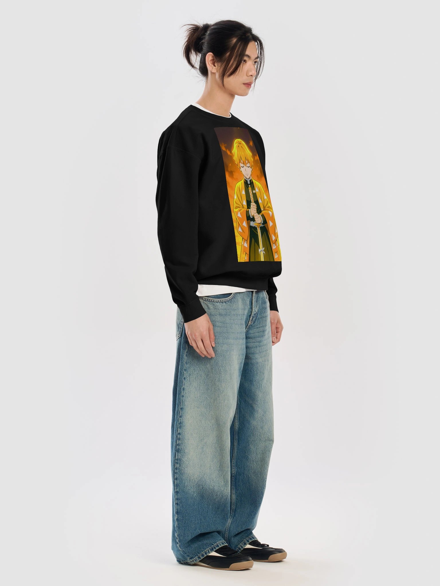 Fiery Anime Sword Pose Crewneck product image (7)