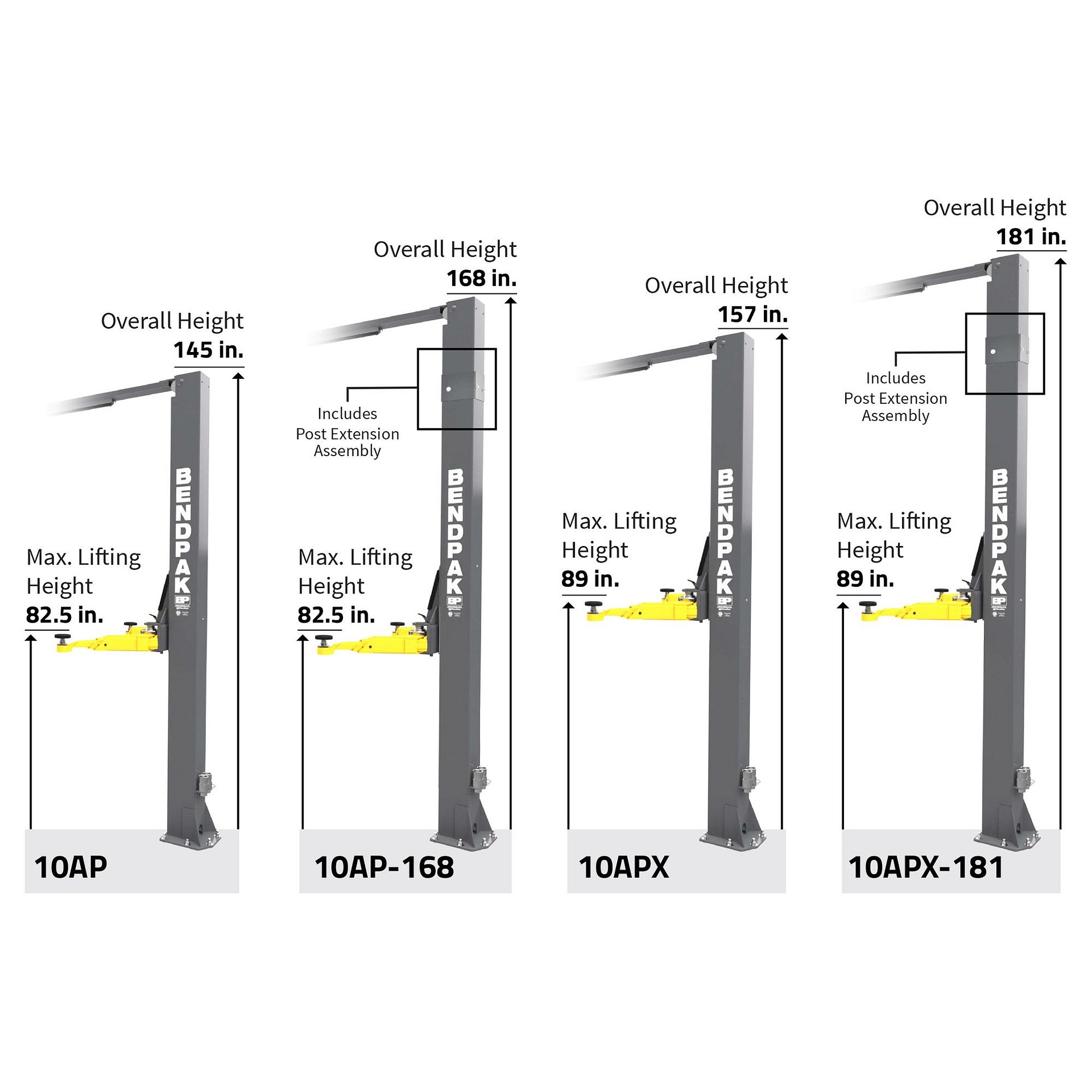 BendPak 10APX Two Post Car Lift - 10,000-Lb Capacity - High Rise product image (7)