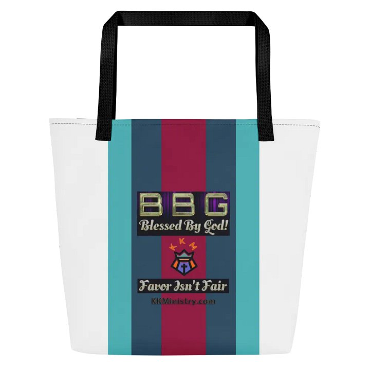 Turquoise, Burgundy, Green Striped BBG Tote Bag with Pocket product image (2)