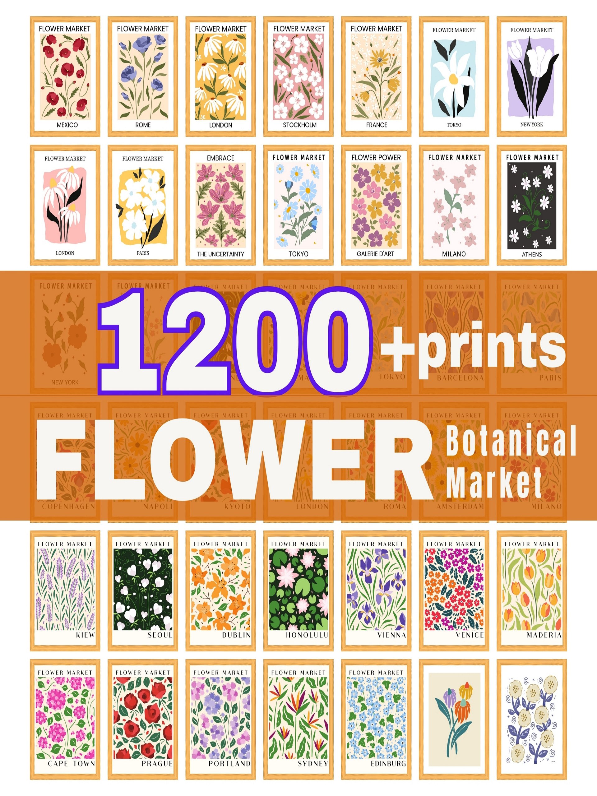Flower Market Print Set of 1200 Flower Gallery Wall Set product image (1)