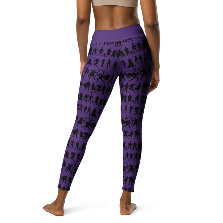 Heros Silhouettes Pattern PURPLE | All-Over Print Crossover Leggings with Pockets product image (2)