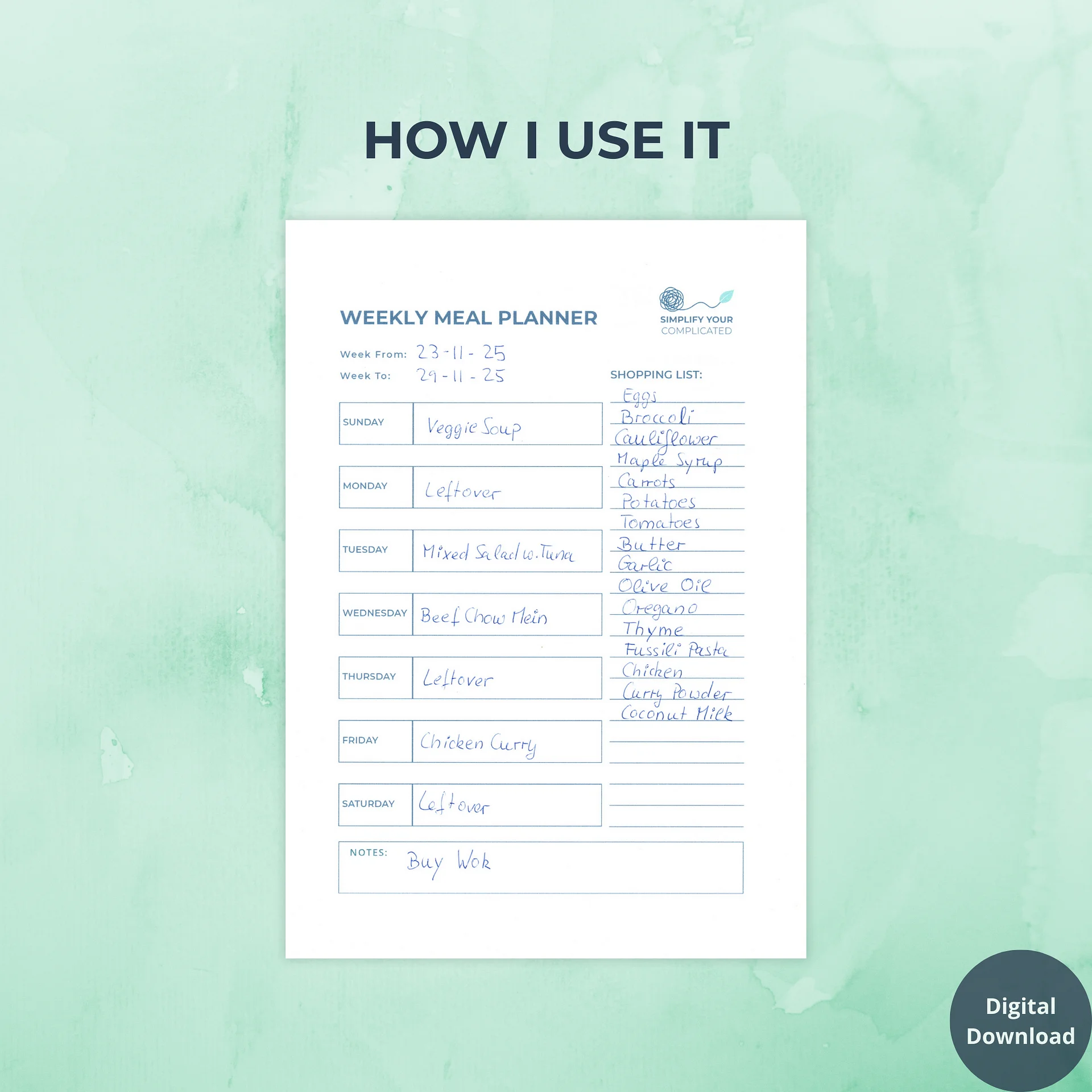 Weekly Meal Planner product image (3)