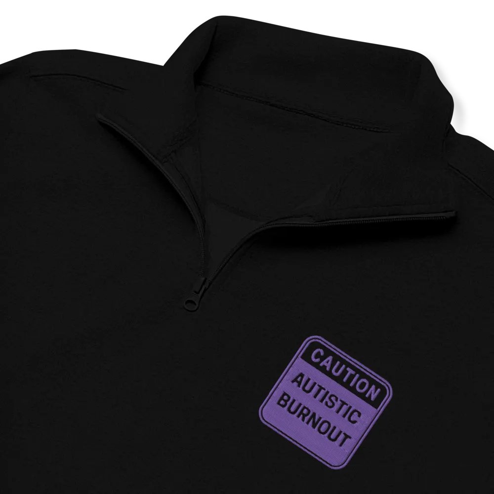 CAUTION: ASD BURNOUT (purple outline) embroidered quarter zip product image (1)