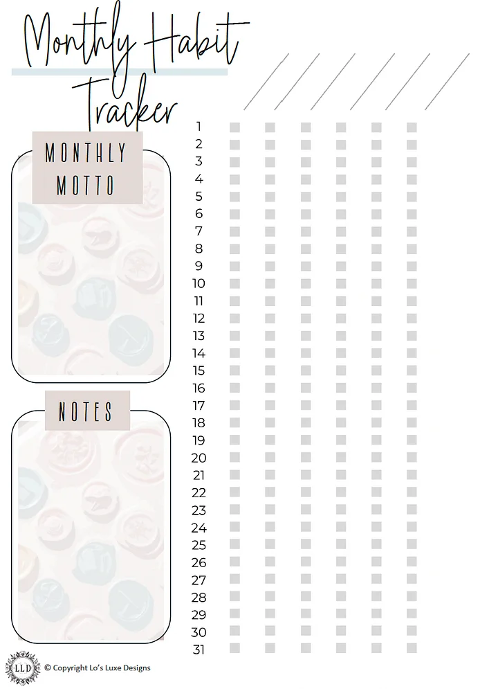 Monthly habit Tracker - Vintage Table - 8.5x11 Printable product image (1)