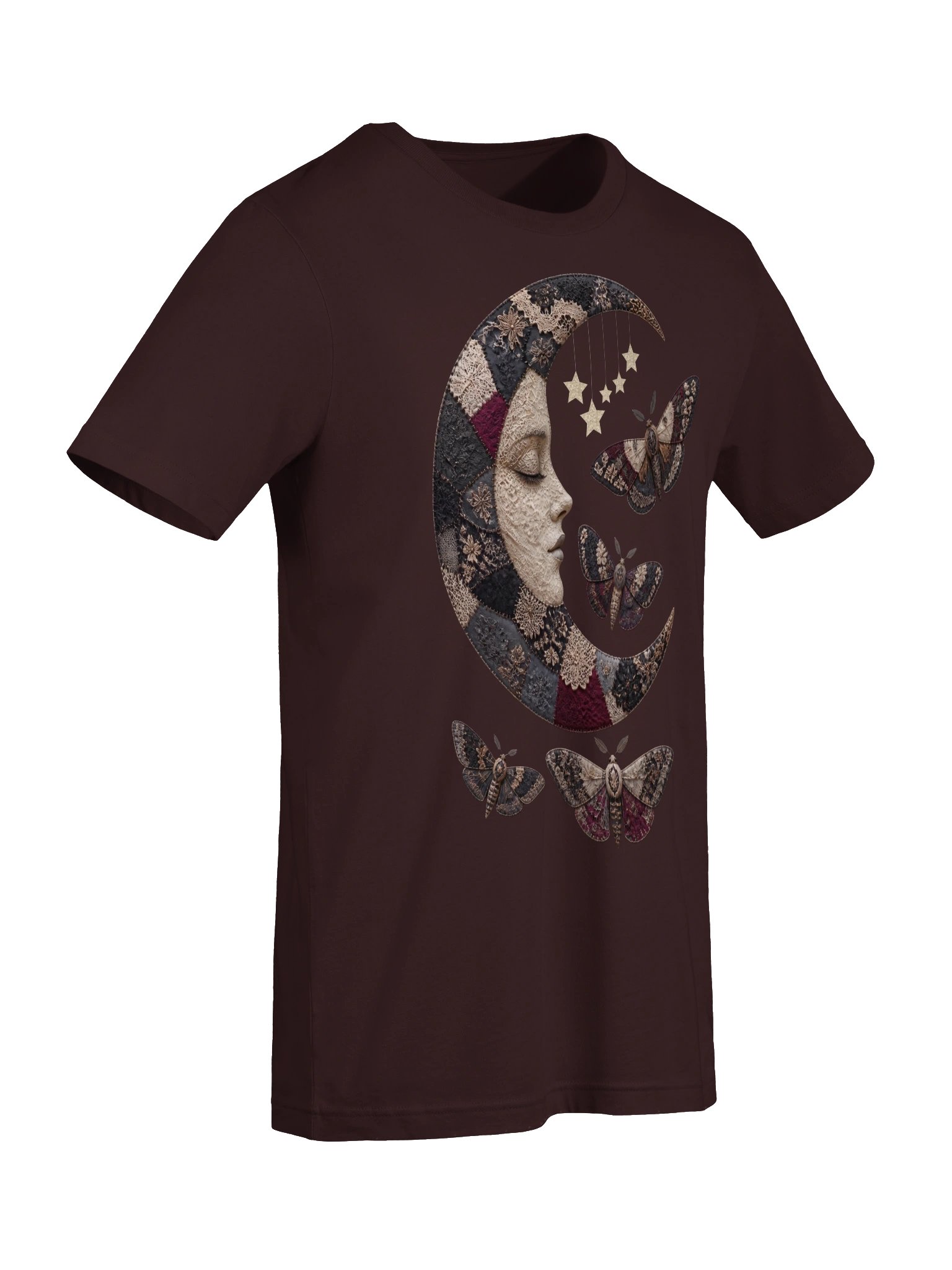 Whimsigoth Moon & Lunar Moth Shirt, Faux Patchwork Celestial Tee product image (8)
