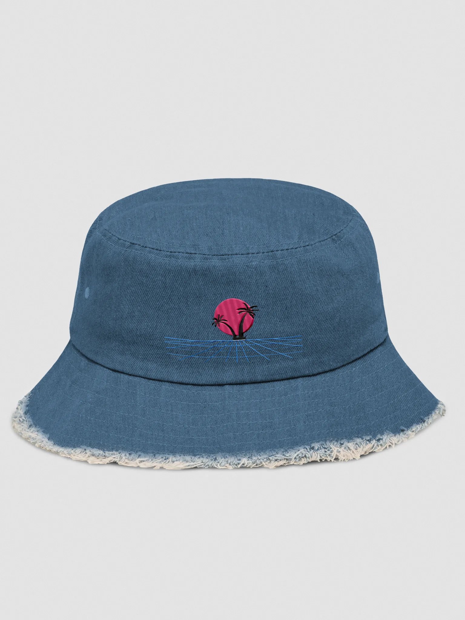 Synthwave Sunset Denim Bucket Hat product image (1)