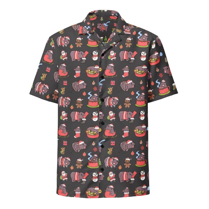 MOODENG'S BLACK CHRISTMAS HAWAIIAN SHIRT! product image (1)