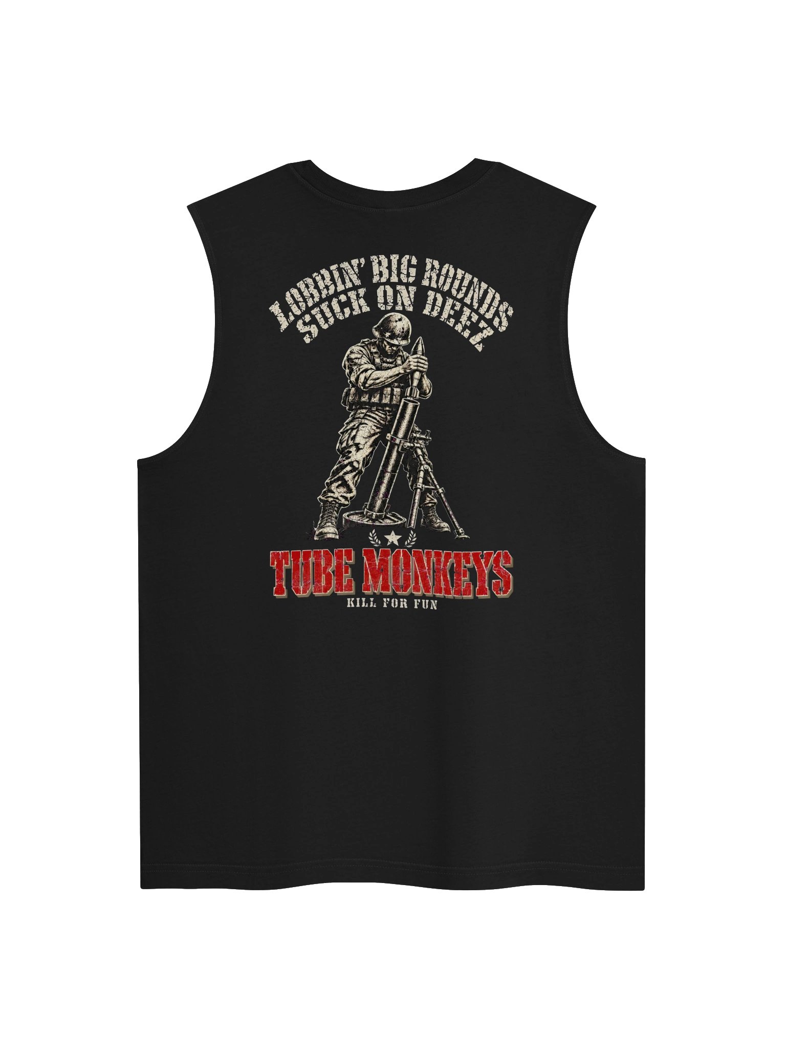 Tube Monkeys "Lobbin' Big Rounds" Mortarman Muscle Tank product image (2)