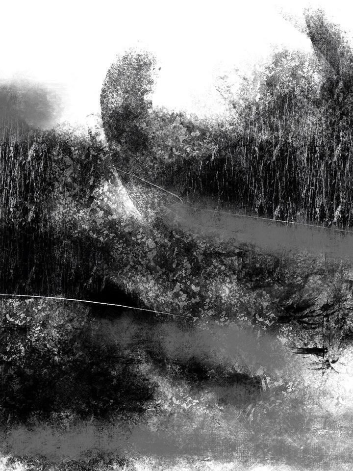"Textured Black & White Abstract Landscape Digital Art Print - Grayscale Emotional Journey Wall Decor - Monochrome Soulful Path Downloadable Art" product image (1)